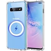 Pemuyak for Samsung Galaxy S10+ Plus Case 6.4 inch,with 200% Stronger Magnetic, Anti-Yellowing Military-Grade Protection Shockproof Anti-Scratch Skin-Friendly Case for Galaxy S10+ Plus, Clear