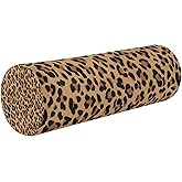 YETTASBIN Leopard Cylinder Round Pillow for Neck Pain Relief, Soft Breathable Bolster Travel Memory Foam Pillow with Removable Washable Cover for Bed Sleeping, Head, Legs and Back