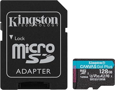 Kingston Canvas Go Plus microSDXC 128GB U3 V30 A2 Memory Card 170MB/s + ADP