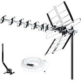 Five Star HDTV Antenna Upgraded 2025 Version VHF/UHF 4K 200 Miles Range with Antenna Splitter Support 4 Tvs & 40ft RG6 Cable,