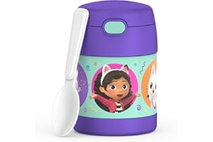 THERMOS FUNTAINER 10 Ounce Stainless Steel Vacuum Insulated Kids Food Jar with Spoon, GABBYS Dollhouse