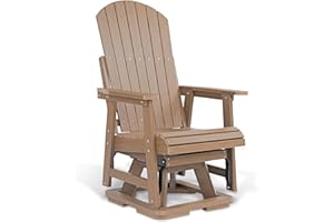 Mosbrisa HIPS Swivel Patio Glider, Poly Lumber Weather Resistant Outdoor Chair, for Patio, Porch, Yard (Brown)