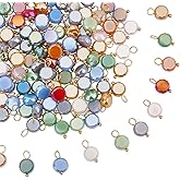 HOBBIESAY Crackle Glass Cube Charms Colorful Mixed Shape Connectors Charms with Loops Links Connectors for DIY Bracelet Earring Necklaces Jewelry Making