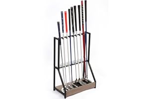 Xnwouco Golf Club Holder for 9 Clubs & 9 Balls, Solid Wood & Iron Golf Organizer, Golf Putter Holder Floor Stand, Golf Club S