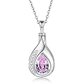 Sariel Teardrop Urn Necklace for Ashes - 925 Sterling Silver Blue Cremation Pendant Memorial Keepake Funeral Necklace Jewelry Gifts for Women Wife Mother