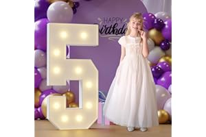 Rielmox Marquee Numbers, 4FT Number 5 Light Up Number, Marquee Numbers 4 Feet Tall for Birthday Decorations Party Decor White Large Anniversary Decoration for Boys Girls Men Women