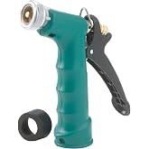 Gilmour Insulated Grip Nozzle with Threaded Front | Ergonomic Handle, Hot Water Compatible, Trigger Lock, Flow Control, Threaded Tip, Concentrated Stream