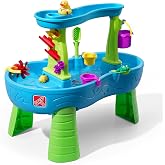 Step2 Rain Showers Splash Pond Toddler Water Table, Outdoor Kids Water Sensory Table, Ages 18+ Months, 13 Piece Water Toy Accessories, Blue &amp; Green