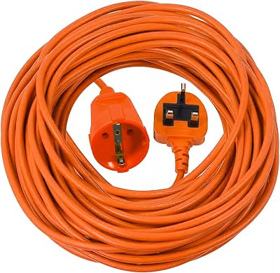 Spares2go 20m Extra Long Power Cable UK 3 Pin Plug for Qualcast