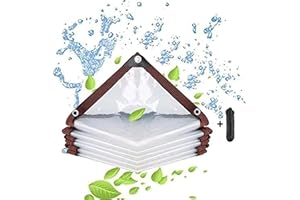 QNLONG Clear Tarps with Grommets, 4x6FT with 1 Rolls Ropes Anti Tear Waterproof Tarps for Outdoors Clear Plant Covers for Covering Firewood Piles Patio Furniture Dog or Chicken Coops