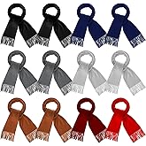 12 Pcs Soft Winter Scarf Thick Warm Scarf for Men Women Children Women's Knit Cold Weather Scarves Tassel Edge Men's Scarves