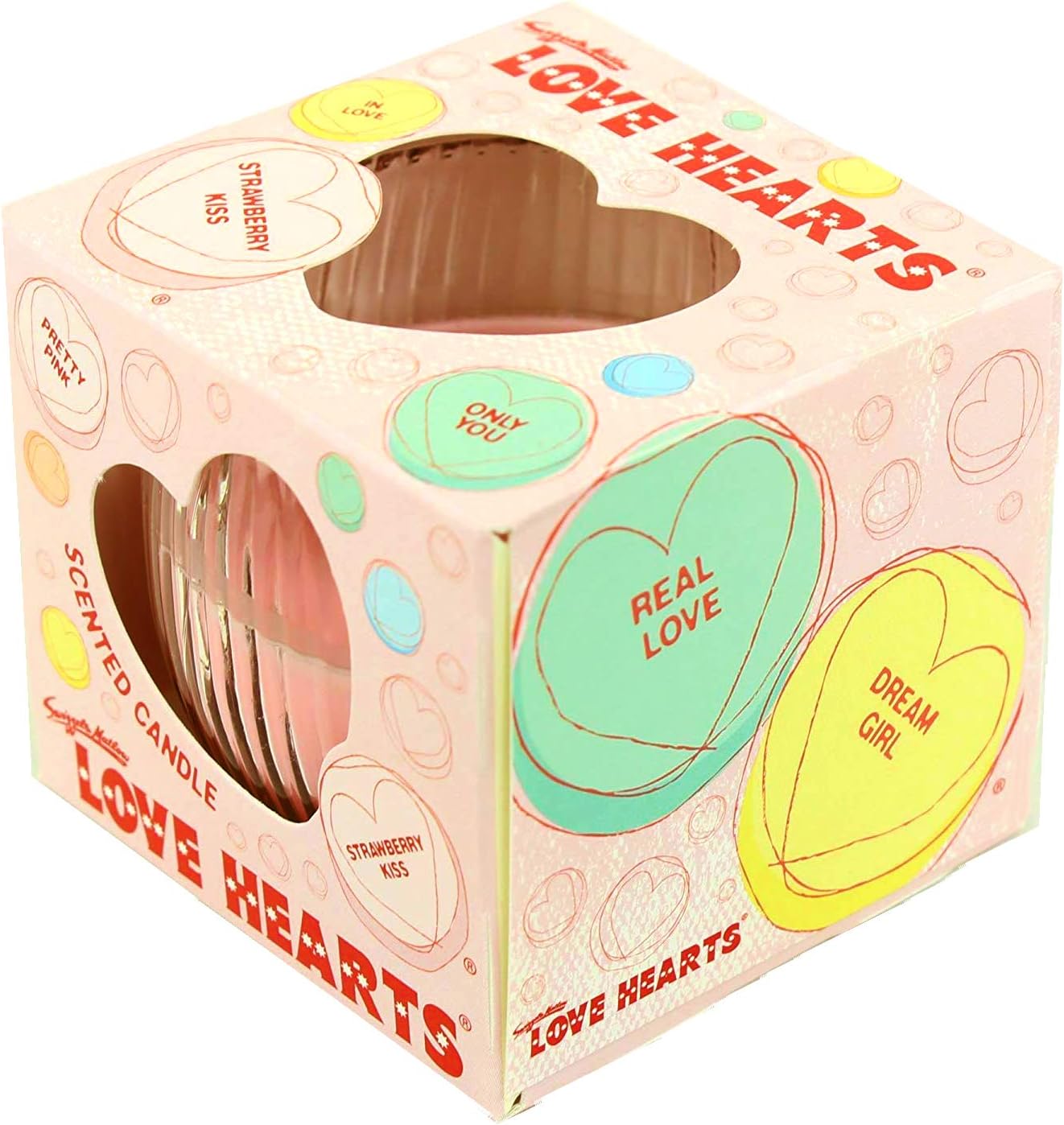 Love Hearts Strawberry Candle
