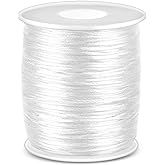 Anezus White Nylon Cord, Nylon Craft String, Silky Satin Rattail Cord Beading String for Braided Bracelets, Pendants Necklace, Macrame Keychains, Lanyards, Drawstring Bags, DIY Crafts, Sewing Projects