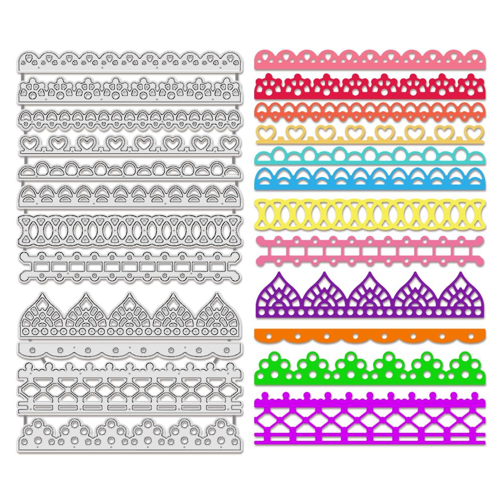 BENECREAT 2pcs Lace Border Metal Cutting Dies, Lace Tag Cutting Dies Metal Die Cuts Layering Tags Embossing Stencils Template for DIY Card Scrapbooking Album Decor, 0.8mm Thick