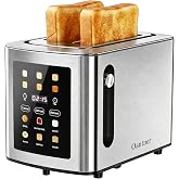 Oantner 2 Slice Toaster Touch Screen Stainless Steel, Silver | 1.5" Extra Wide Slots, 6 Shade Settings, Even Toasting, Bagel, Defrost, Reheat, Cancel, Removable Crumb Tray