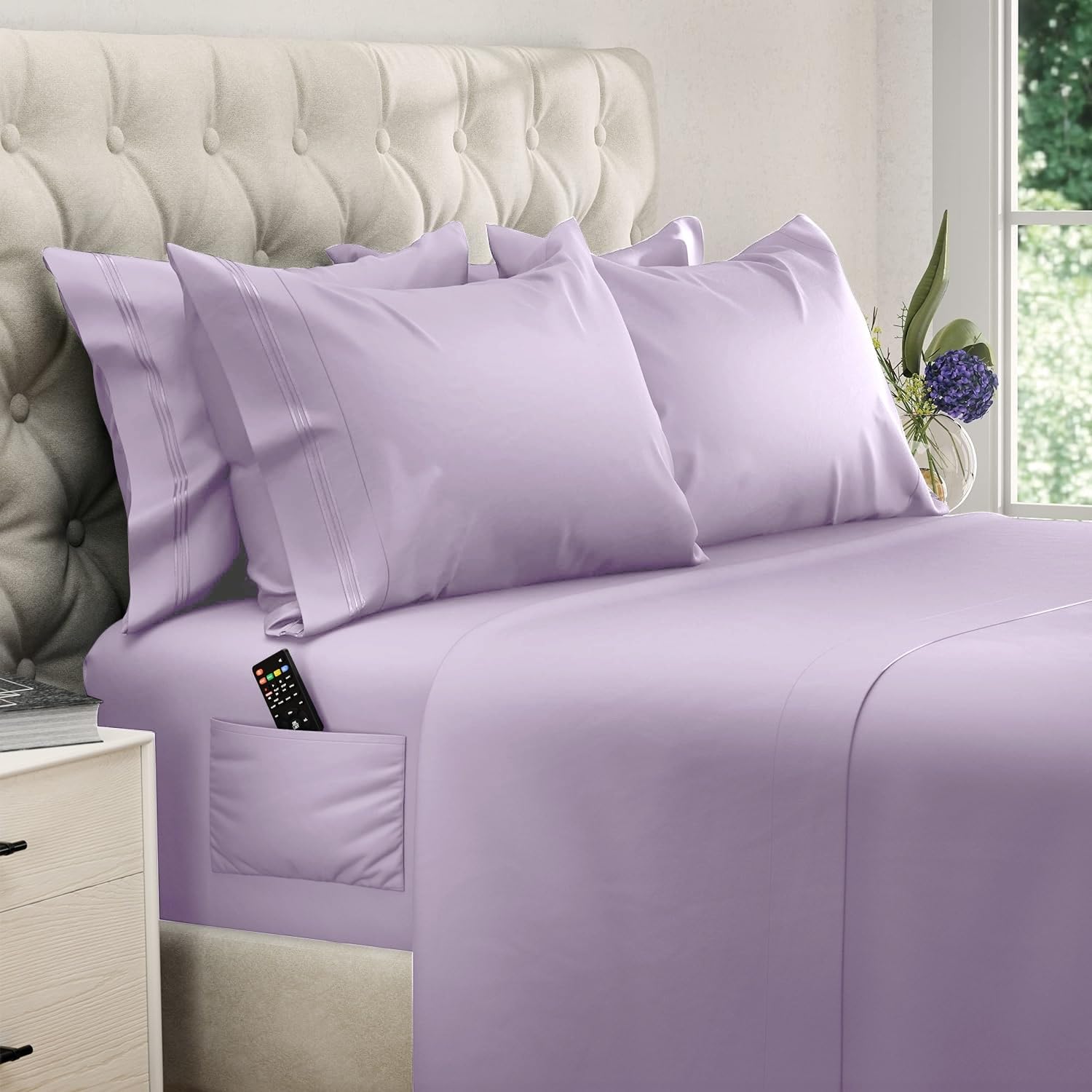 Photo 1 of DREAMCARE Queen Sheet Set – 6 pcs Cooling Bed Sheets – up to 21” Deep Pocket Queen Sheets Set – 2500 Supreme Collection – Extra Soft 100% Brushed Microfiber Hotel Luxury with Side Pocket – Lavender