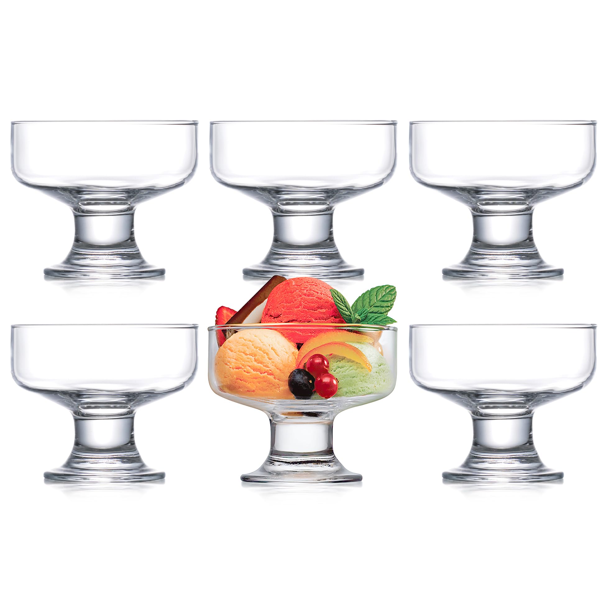 Photo 1 of Kingrol 6 Pack Crystal Glass Dessert Bowls, 6.5 oz for Ice Cream, Fruit, Pudding, Snack, Cereal, Nuts - Premium Serving Dishes, Mini Trifle Bowl
