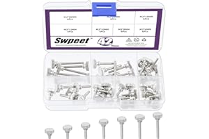 Swpeet 42Pcs 7 Size M3×6/8/10/12/16/20/30mm Nickel Plated Knurled Thumb Screws Assortment Kit, Flat Knurled Head Thumb Screws, Fully Threaded Thumb Screws Bolts Fastener, Shoulder Grip Knobs
