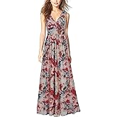 WOOSEA Women Sleeveless Deep V Neck Mesh Loose Plain Long Maxi Casual Dress