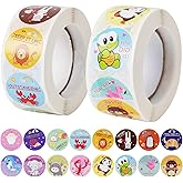KELOOF 2 Rolls Reward Stickers for Kids Classroom,1000 Pieces Motivational Stickers for Teacher School Home Office and Party (16 Designs,1" in Diameter)