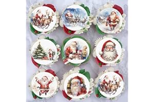 Fyeoxle 36PCS Edible Santa Claus Cupcake Toppers Wafer Paper Merry Christmas Claus Cupcake Picks for Holiday Christmas Theme Party Baby Shower Birthday Supplie