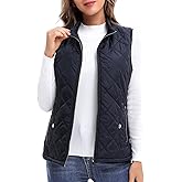 Argstar Women's Vest, Quilted Lightweight Zip Pockets Padded Gilet (XS-2XL)