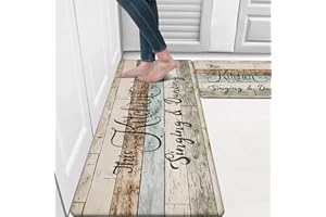 HEBE Anti Fatigue Mat Kitchen Rug Set 2, Kitchen Mats for Floor, Non Slip Waterproof Cushioned Kitchen Floor Mat, Ergonomic C