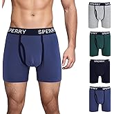 Sperry 4-Pack Mens Premium Cotton Stretch Boxer Briefs – Everyday Comfort Cotton Mens Boxer Briefs with Fly Pouch & 5” Inseam