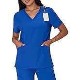 Hanes Women's Scrubs Healthcare Top, Moisture-Wicking Stretch Scrub Shirts, Ribbed Side Panels