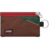 APTENSKO RFID Blocking Travel Wallet with Adjustable Lanyard, Small Nylon Zipper Pouch and Badge Holder for ID, Credit Cards, Cash, Keys, Commuters (Coffee+DarkYellow)