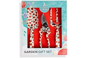 Copper Spade 3 Piece Decorative Garden Tool Set - Trowel, Pruning Shears, Cultivator Fork Gift Set (Red Poppy)