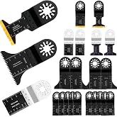 20 Pcs Titanium Oscillating Saw Blades Compatible with Star-Lock Tools | Universal Multitool Saw Blades Kits for Metal Wood and Plastic, 3 Types Tooth &amp; 3 Types Blade Width, Precision Cutting