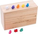 Engelhart Mexican Train Dominoes D12 Set 91 Colorful Dominoes Wooden Box 2-8 view 2