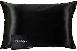 Celestial Silk 100% Silk Pillowcase for Hair Zippered Luxury 25 Momme Mulberry Silk Charmeuse Silk on Both Sides of Cover -Gift Wrapped- (Standard, Black)
