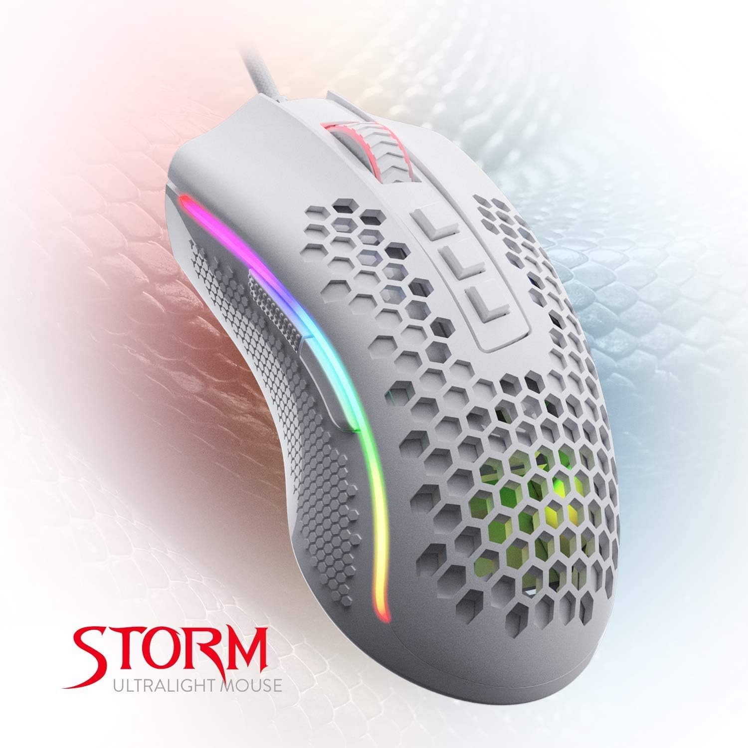 Redragon M808 Storm Ultralight Wired Gaming Mouse, 85g Lightweight Honeycomb Shell, Adjustable DPI Up to 12,400 - Image 3