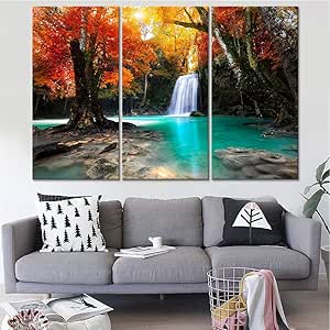 YB Impresiones en HD Decoración Habitación Obras Cascada Árbol Rojo