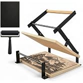 Lanties A3 Black Printing Linocut Hand Lever Press Machine with Rollers and Felt Pads for Lino Cuts, Cutting Printing, Linoleum Blocks Printmaking Tools Kits for Hobbyists and Home Crafters