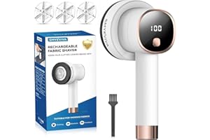Smyeviva Rechargeable Fabric Shaver,Blades Lint Remover with LED Display 6-Leaf and 3-Speed, Smooth & Efficient Pilling Remov