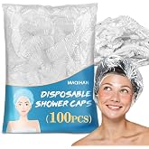 MAQIHAN 100 Disposable Shower Caps Large - 20.5" Thickened Plastic Hair Cap | Waterproof Reusable Hair Cover, Long Hair Treatment Deep Conditioning, Women/Men Essential for Bath, Hair Dye, Travel, Clear