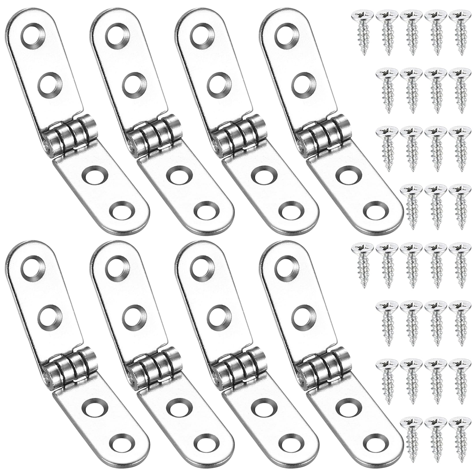 180 Degree Folding Flip Hinges, 8 Pcs Marine Boat Door Hinge Round Edge, Heavy Duty Strap Hinges for Folding Table Cabinet Wooden Box Furniture Wardrobe Doors Sewing Machine