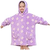 Fiosnow Daisy Flower Blanket Hoodies for Kids Toddler 2-6YR Oversize Wearable Blanket Hoodies for Boys Girls Teens