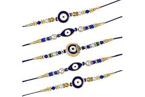 TIED RIBBONS Rakhi for Brother (Set of 5) Rakhi for Bhaiya | Mini Card | Roli Chawal Packet - Raksha bandhan Rakhi Bracelet for Brother Rakhi Set | Rakhi Thread | Rakhi Gifts for Brother