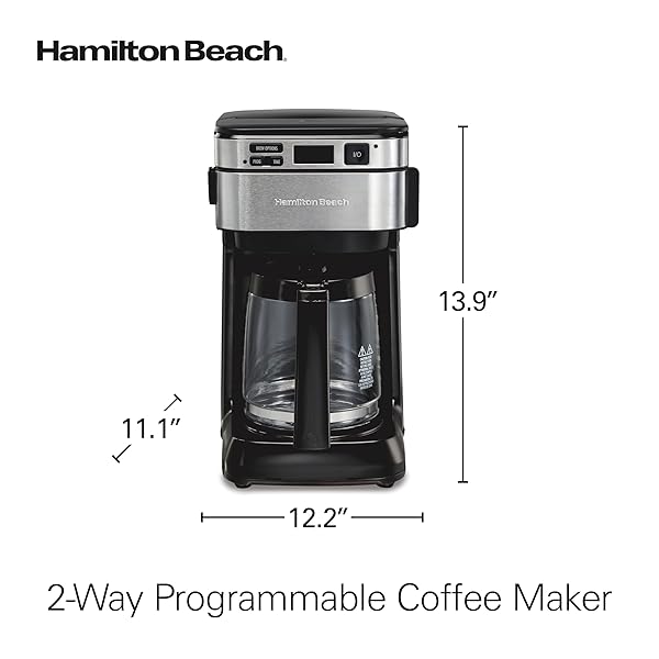 HAMILTON BEACH 12 CUP PROGRAMMABLE COFFEE MAKER, FRONTFILL DRIP COFFEE MAKER