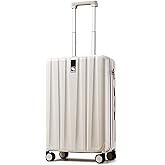 Hanke 20 Inch Carry On Luggage 22x14x9 Airline Approved Lightweight PC Hard Shell Suitcases with Wheels Travel Luggage Rolling Suitcase Travel Luggage Bag Christmas Gifts for Birthday(Ivory White)