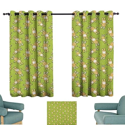 Amazon Com Anime Window Curtains Drapes Kids Toy Rabbits Pattern