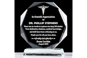 Movdyka Personalized Crystal Appreciation Plaque for Doctors - Custom Name Gift for Men Women - Unique Thank You Present for Christmas, Retirement, Doctors' Day