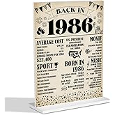 40th Birthday Decorations for Women Man Back In 1986 Acrylic Sign 40 Year Old Table Poster With Stand Party Supplies 1986 Birthday Decorations for Display Holder Table