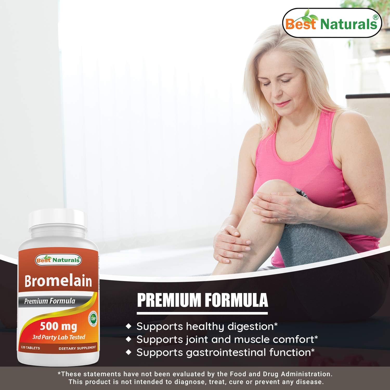 Best Naturals Bromelain Proteolytic Digestive Enzymes Supplements, 500 mg, 120 Tablets - Supports Healthy Digestion, Joint Health, Nutrient Absorption: Health & Personal Care