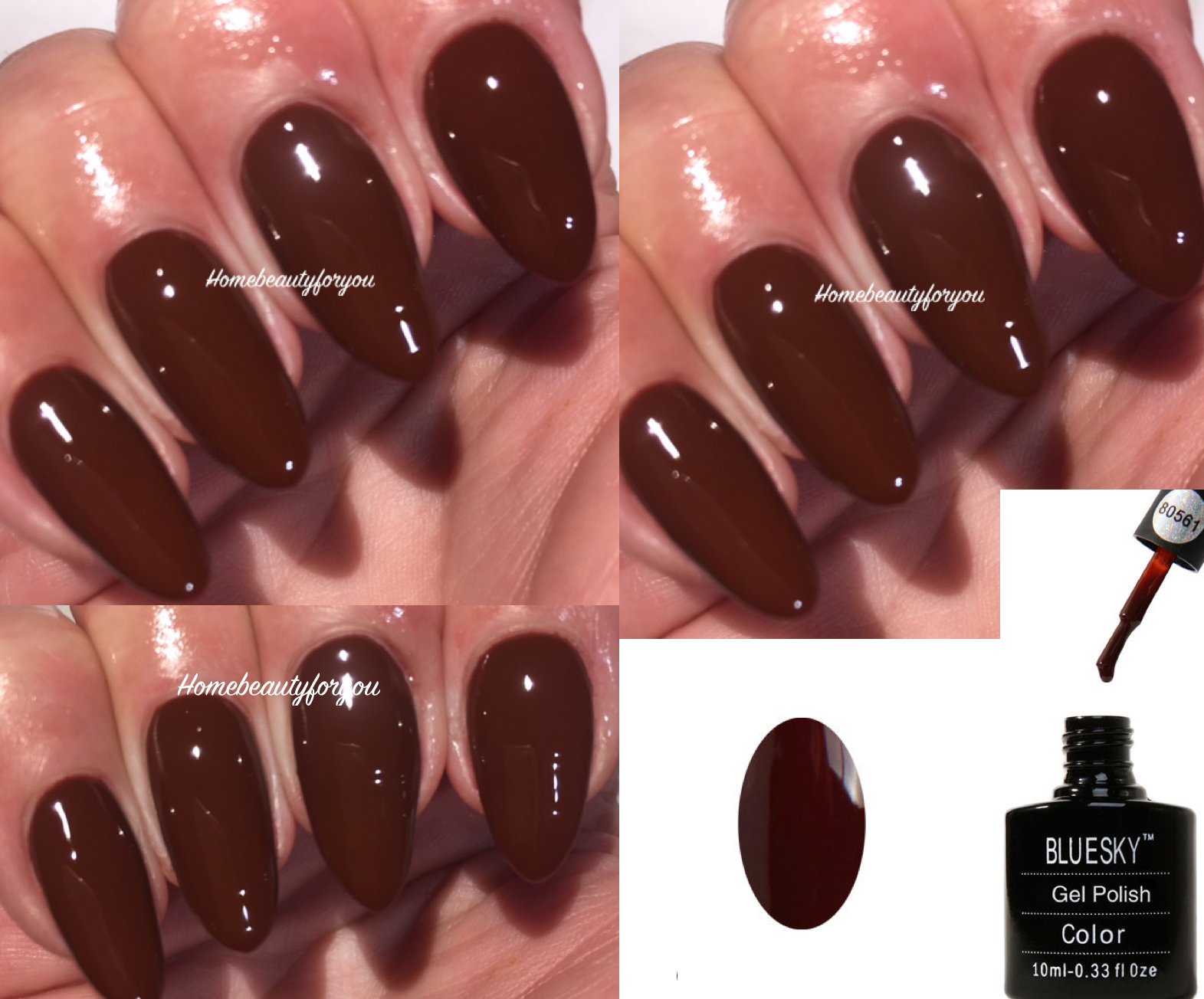 Bluesky Gel Nail Polish, Burnt Romance 80561, Chocolate, Dark Brown, Long Lasting, Chip Resistant, 10 ml (Requires Drying Under UV LED Lamp)