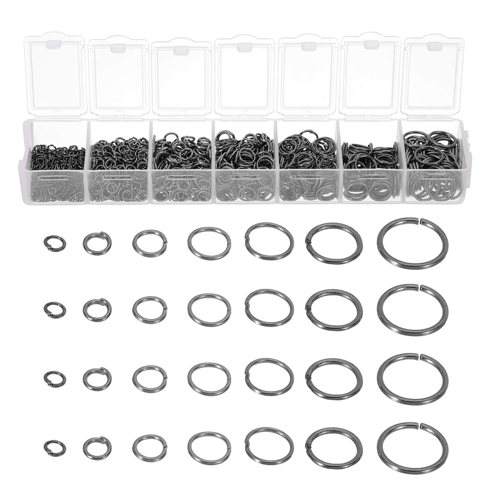 PATIKIL Jewelry Making Accessories Set, 4-10mm Open Jump Rings for Bracelet Necklace Making Findings Jewelry DIY, Blue Black